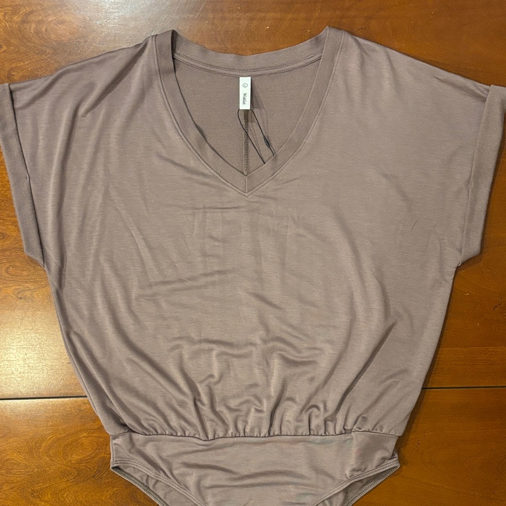 Wishlist V-Neck Body Suit Top‎ in Taupe. NWT